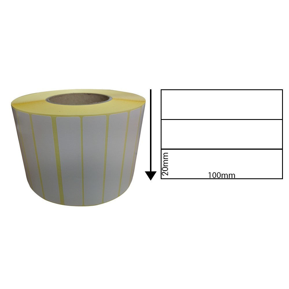 100mm x 20mm Direct Thermal Labels (1,000 Labels) - Freezer Adhesive
