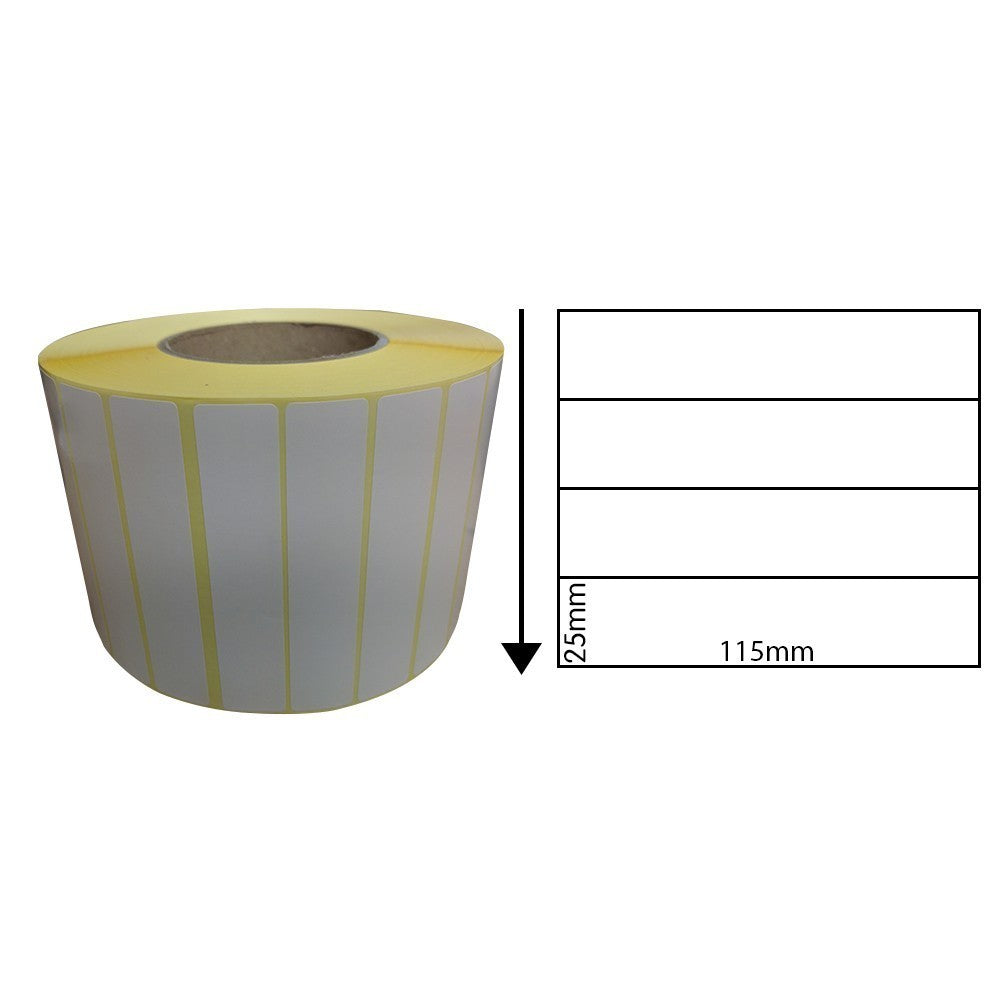 115mm x 25mm Direct Thermal Labels (1,000 Labels) - Removable Adhesive