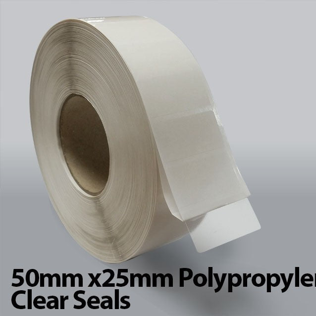 50mm x 25mm Polypropylene Clear Seals (10,000)
