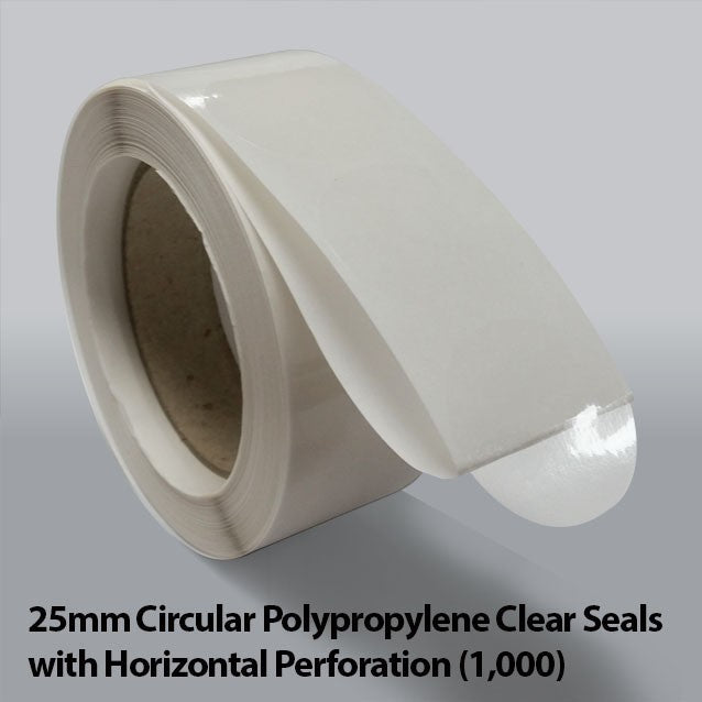 25mm Circular Polypropylene Clear Seals with Horizontal Perforation (1,000)