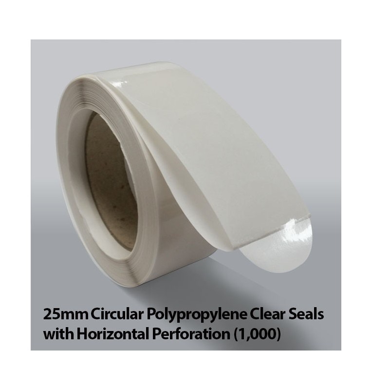 25mm Circular Polypropylene Clear Seals with Horizontal Perforation (1,000)