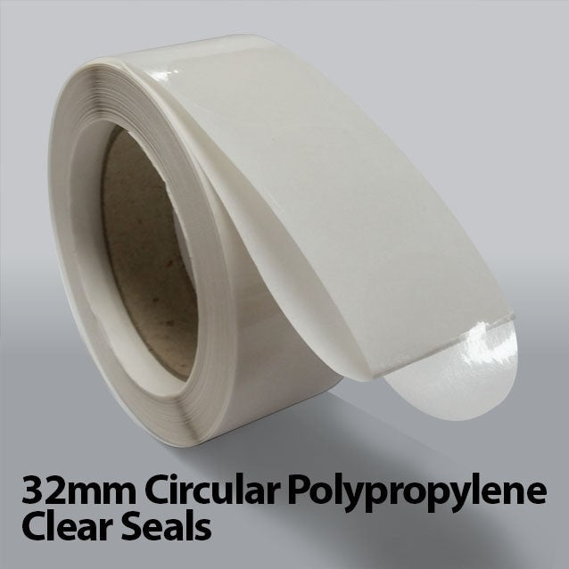 32mm Circular Polypropylene Clear Seals (1,000)